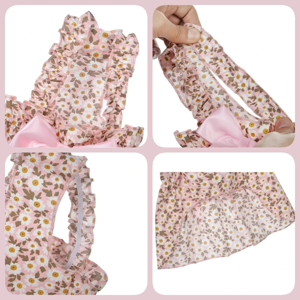 Pink Floral Pet Dress Cute Summer Skirt for Small Dogs Cats