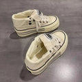 Women High Top Canvas Sneakers Platform Lace Up Thick Sole Height Increase Casual Shoes