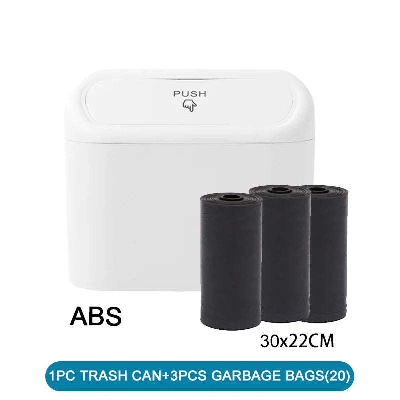 Car Trash Can with Lid Leak Proof Mini Car Bin Includes Garbage Bags