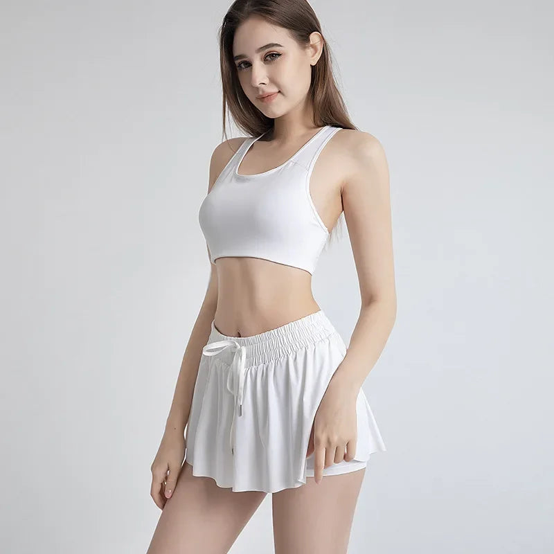 Women High Waist Skort Breathable Yoga Gym Shorts