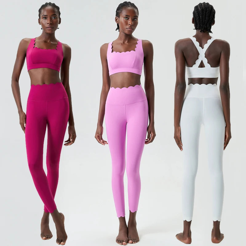Women Seamless Yoga Set 2 Piece Gym Outfit High Waist Leggings Sports Bra Fitness Workout Set