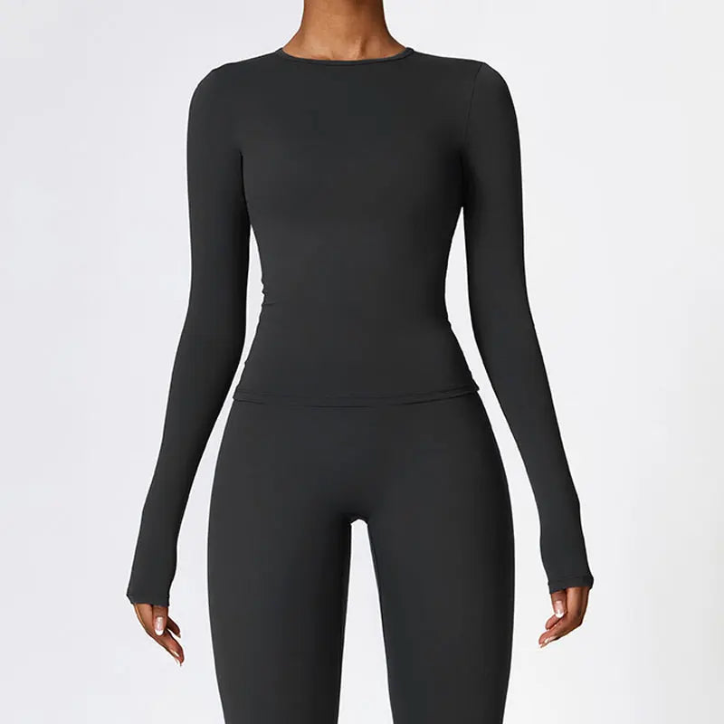 Women Long Sleeve Yoga Top Dry Fit Breathable Stretch Gym Workout Shirt