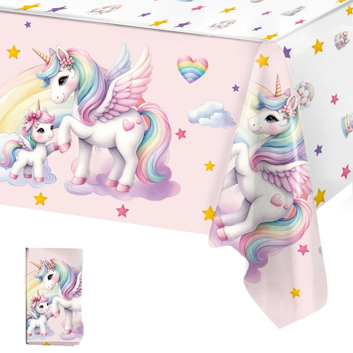 Rainbow Unicorn Tablecloth Birthday Party Decorations Waterproof PE Table Cover Kids Unicorn Theme Party Supplies