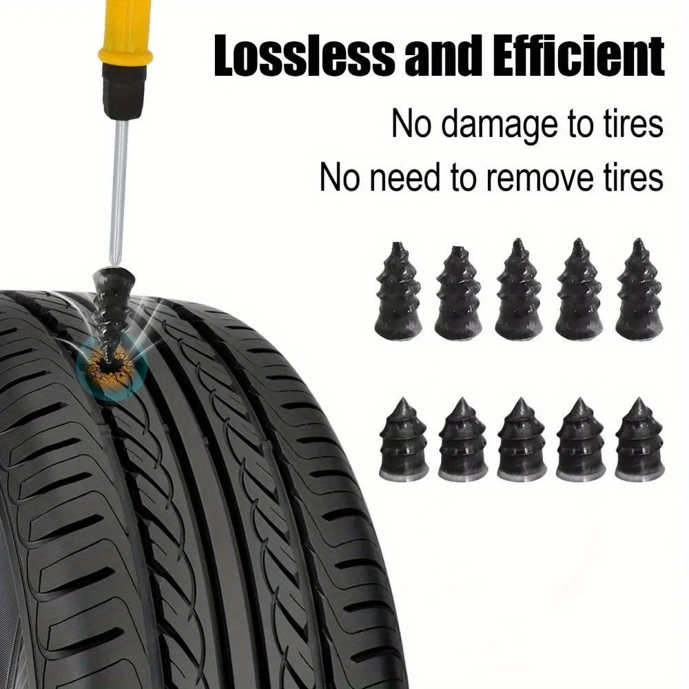 Emergency Tire Repair Kit – Car Puncture Fix Tool Set with Rubber Strips & Glue