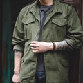 Men Military Field Jacket Retro Cotton Multi Pocket Zipper Coat