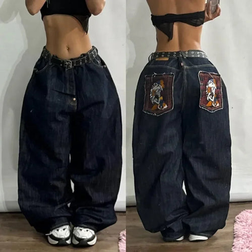 Women Oversized Baggy Jeans Y2K High Waist Wide Leg Vintage Streetwear Pants