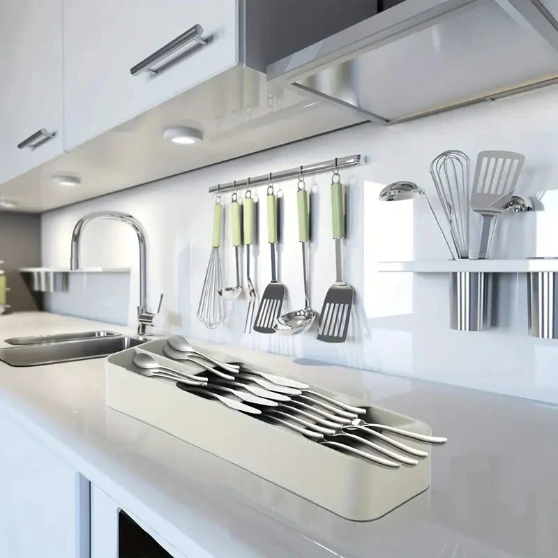 Cutlery Organizer Tray Kitchen Drawer Utensil Storage Fork Spoon Divider Box