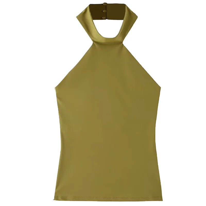 Women Halter Crop Top Backless Sleeveless Sexy Summer Camisole Vest