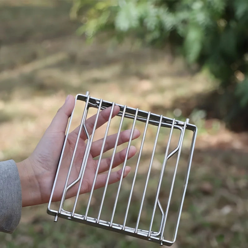 Portable Stainless Steel Camping Grill Rack Foldable Mini BBQ Stove Stand for Outdoor Cooking
