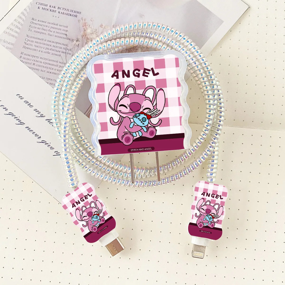 Cartoon Stitch Charger Cable Protector Case for iPhone Fast Charging Cable Winder