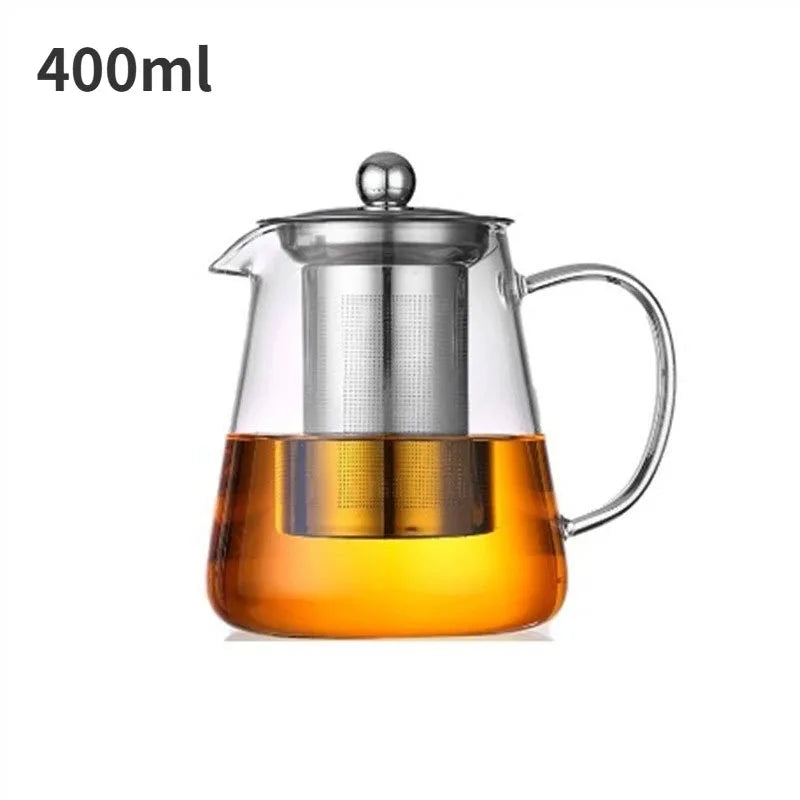 Glass Teapot with Infuser Heat Resistant Borosilicate Clear Tea Kettle