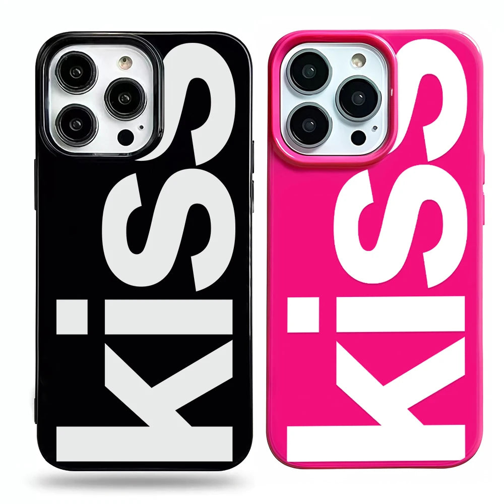 English Letters Kiss Simple Soft iPhone Case