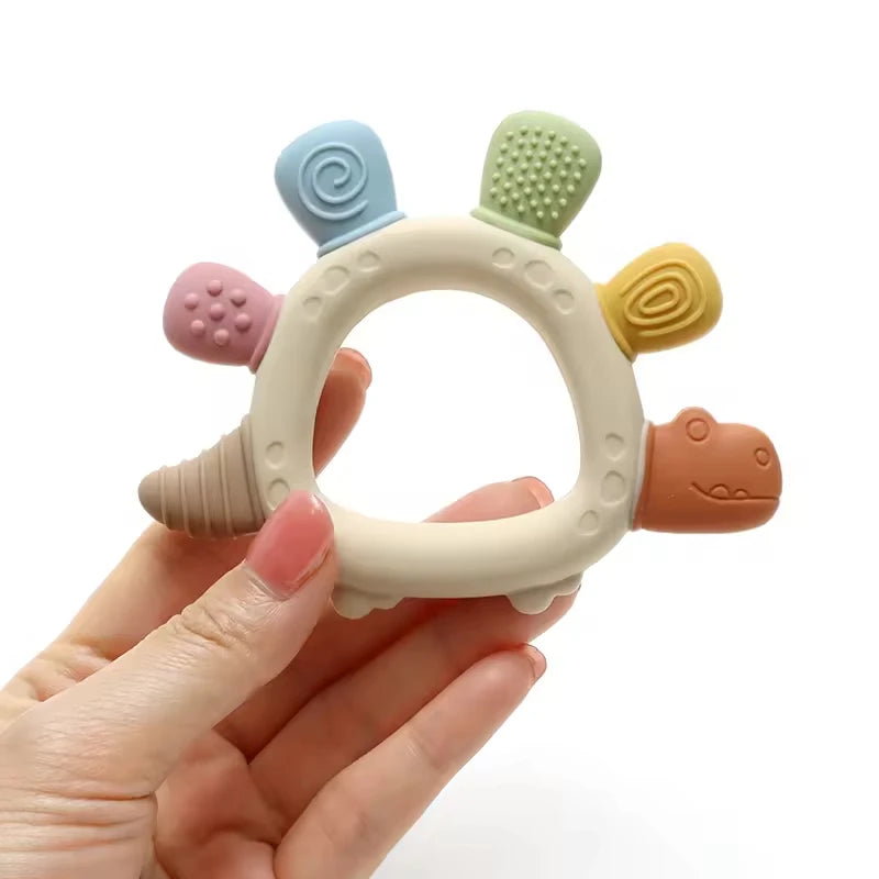 Baby Dinosaur Silicone Teether BPA Free Chew Toy for Newborns