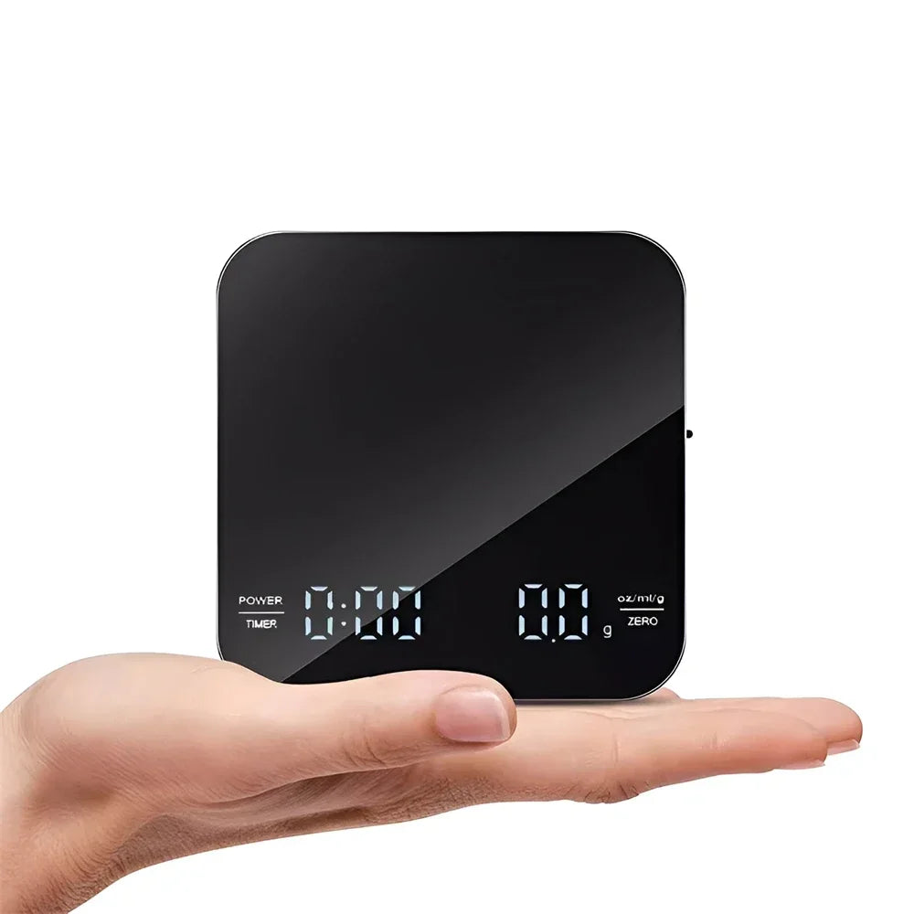 Digital Coffee Scale with Timer USB Rechargeable LED Display Silicone Pad