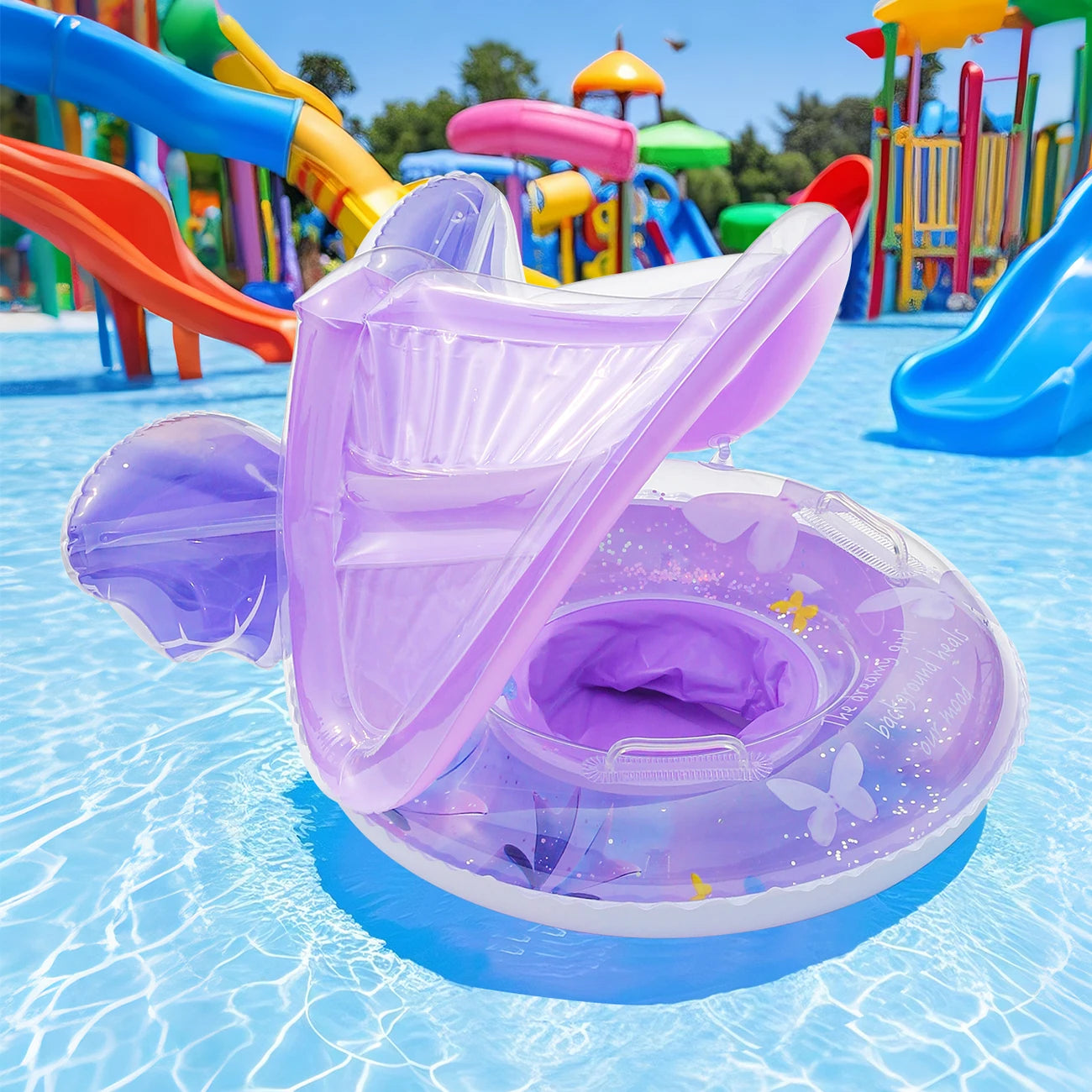 Inflatable Pool Float Ring with Canopy