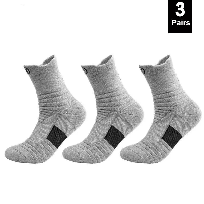 Men Compression Sports Socks High Elastic Breathable Basketball Cycling Running Tube Socks 1–3 Pairs