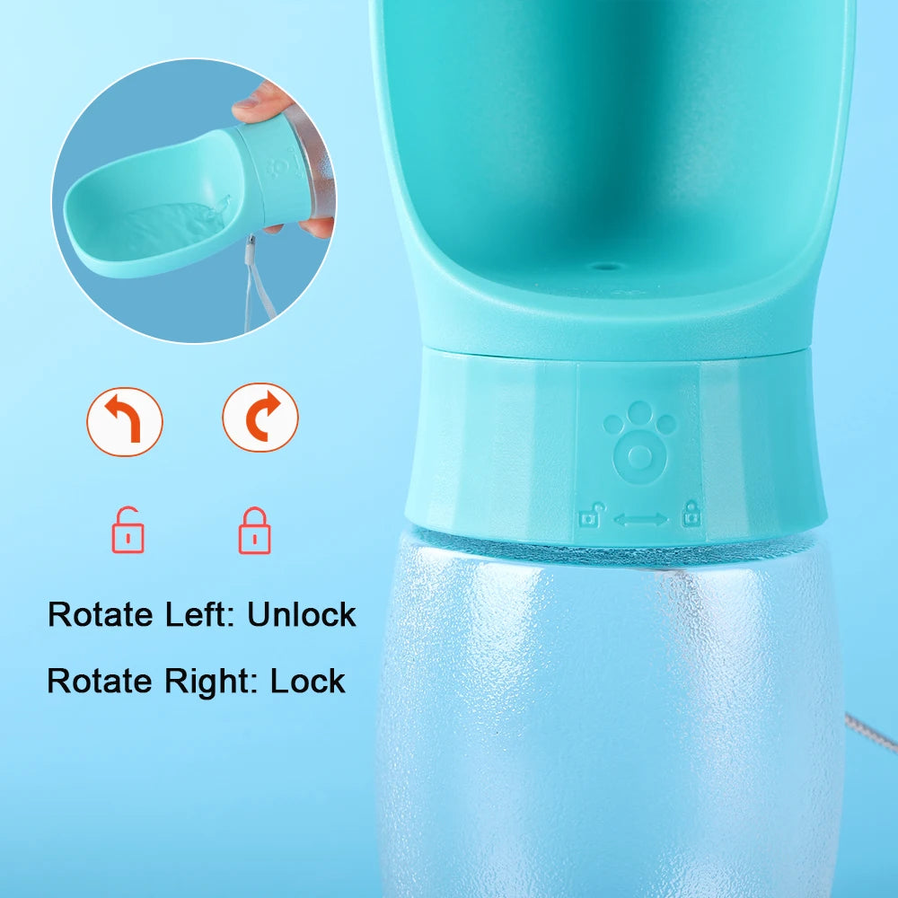 Portable Dog Water Bottle with Bowl 300/500ml Pet Travel Drinking Dispenser