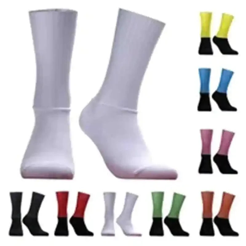 Anti Slip Silicone Aero Cycling Socks Men Breathable Running Bike Sports Socks
