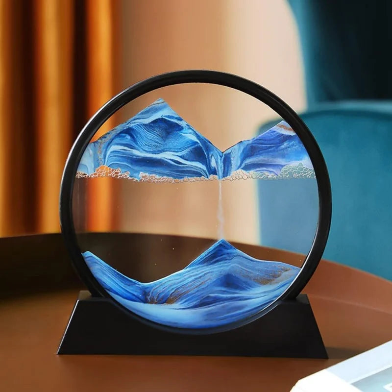 3D Moving Sand Art Hourglass Round Glass Sandscape Picture Home Office Decor