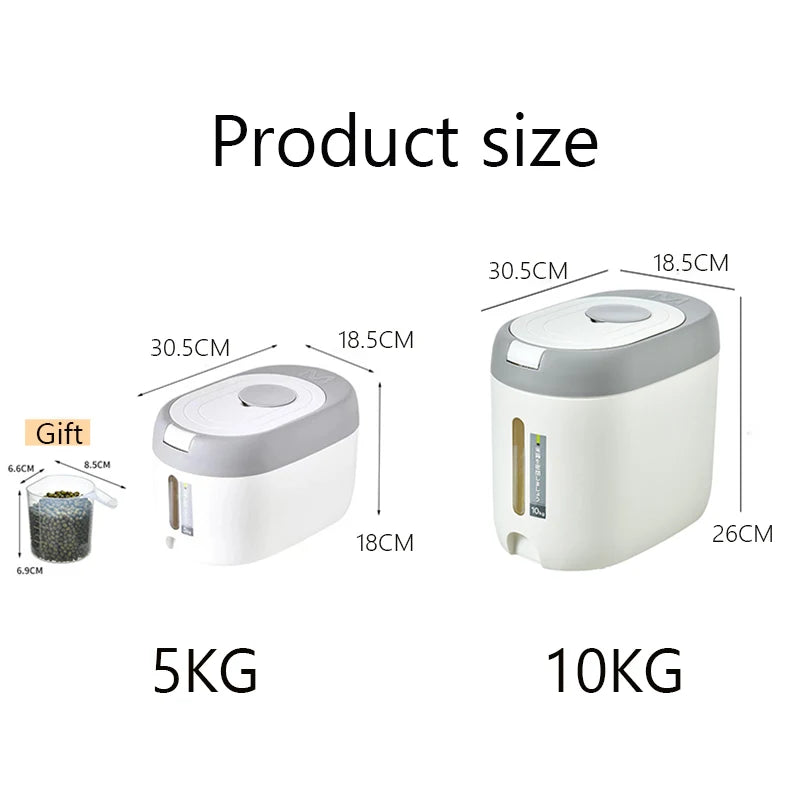 5kg 10kg Rice Dispenser Storage Container Kitchen Grain Organizer Box