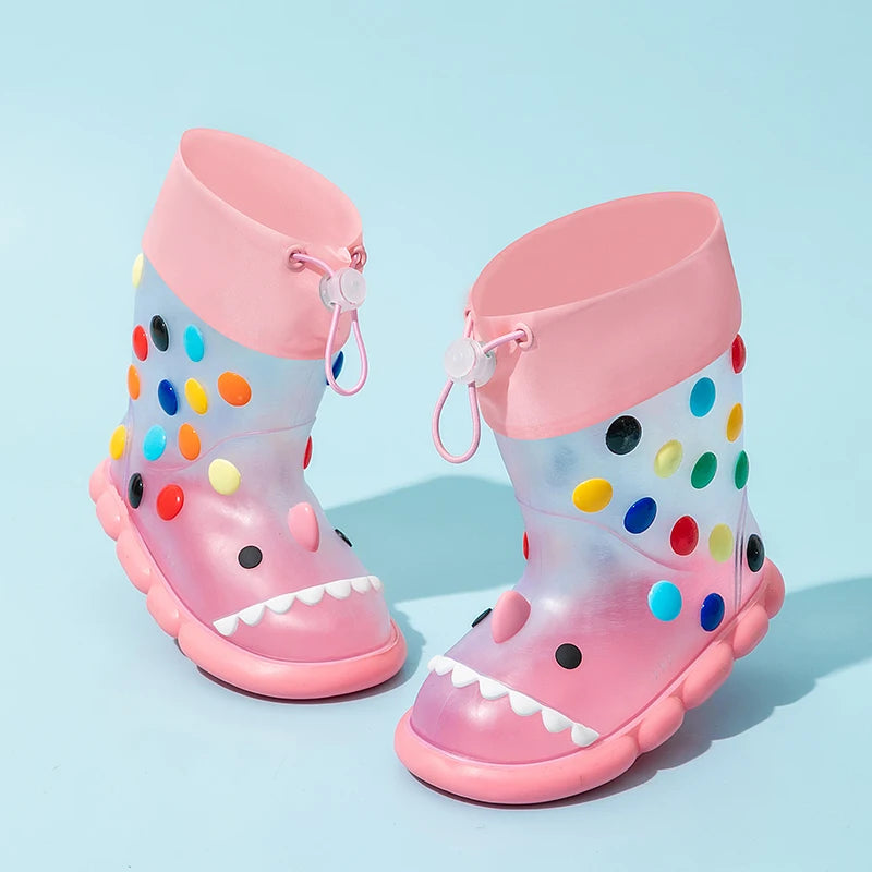 Kids Cartoon Rain Boots Waterproof Non Slip PVC Shoes for Boys Girls