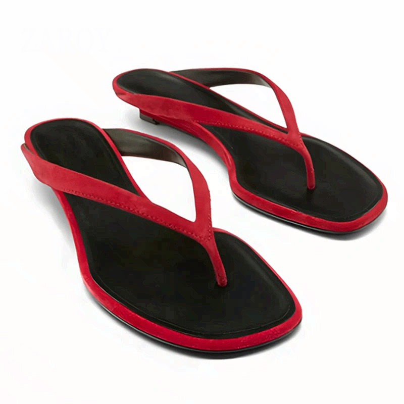Women Square Toe Flip Flops Low Heel Beach Mules Casual Summer Sandals