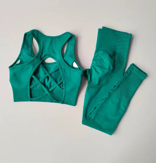 Women Sports Bra Set Fitness Tank Top Leggings Yoga Workout Set Shockproof