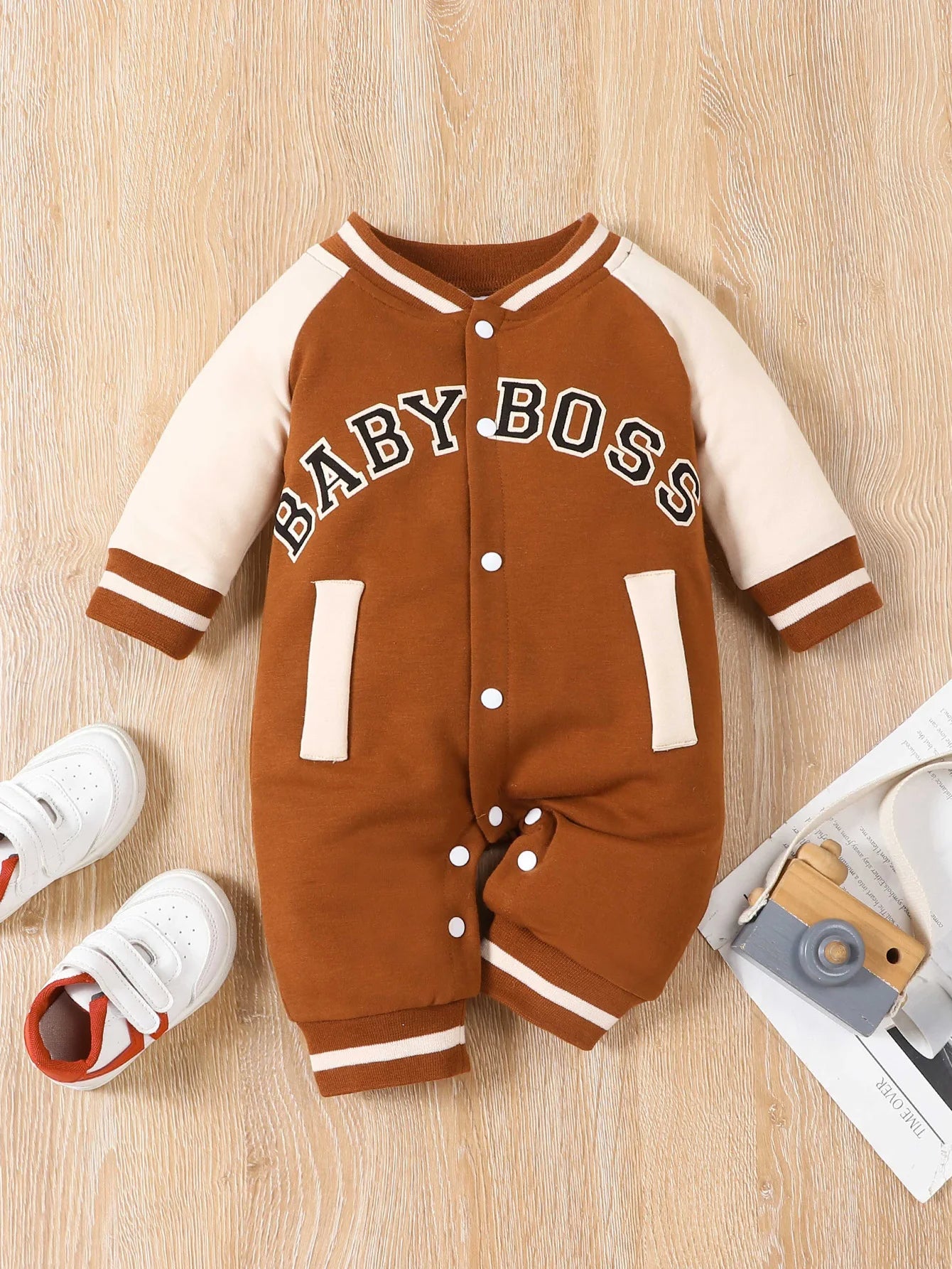 Baby Boy Letter Print Long Sleeve Jumpsuit