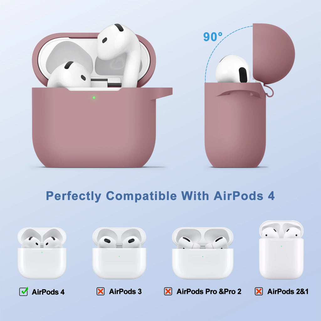 AirPods 4 Silicone Case with Strap & Carabiner Shockproof Protective Cover