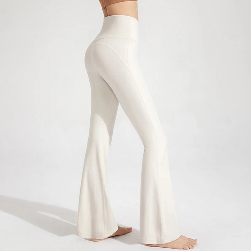 Women High Waisted Bell Bottom Yoga Pants Waist Cinching Fitness Leggings