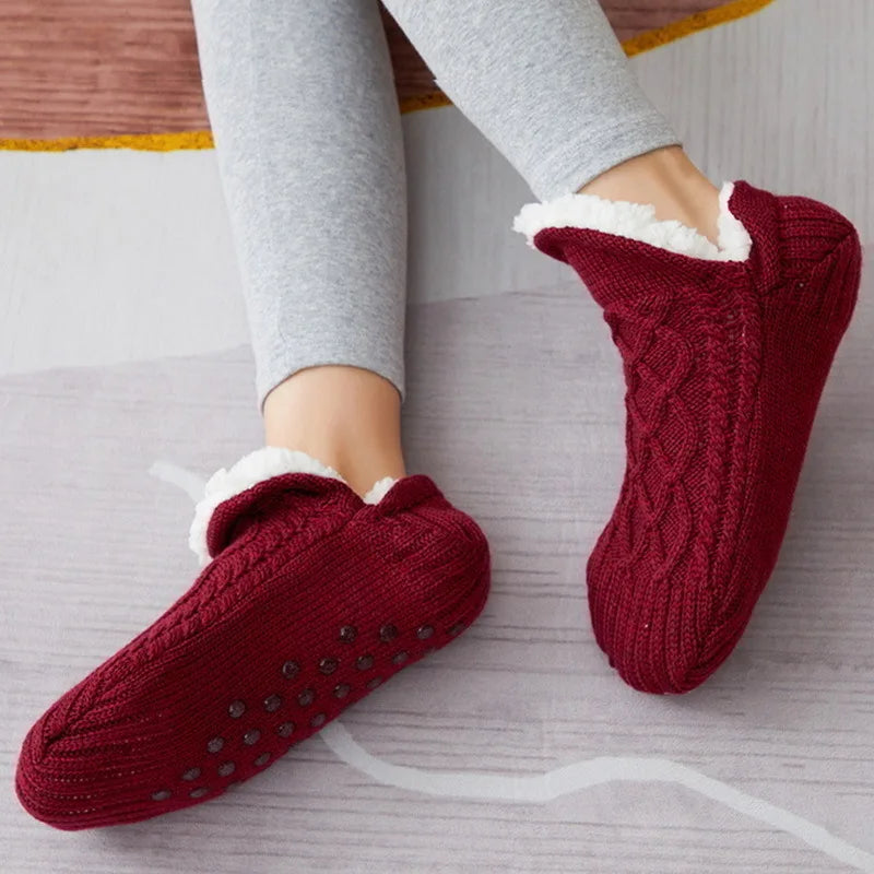 Unisex Warm Fuzzy Slipper Socks Non Slip Winter Home Socks