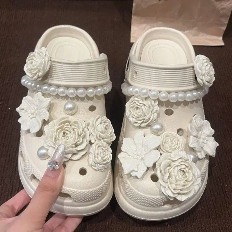 Flower Shoe Charms Set 3D Buckle Decorations Accessories for Clogs Women