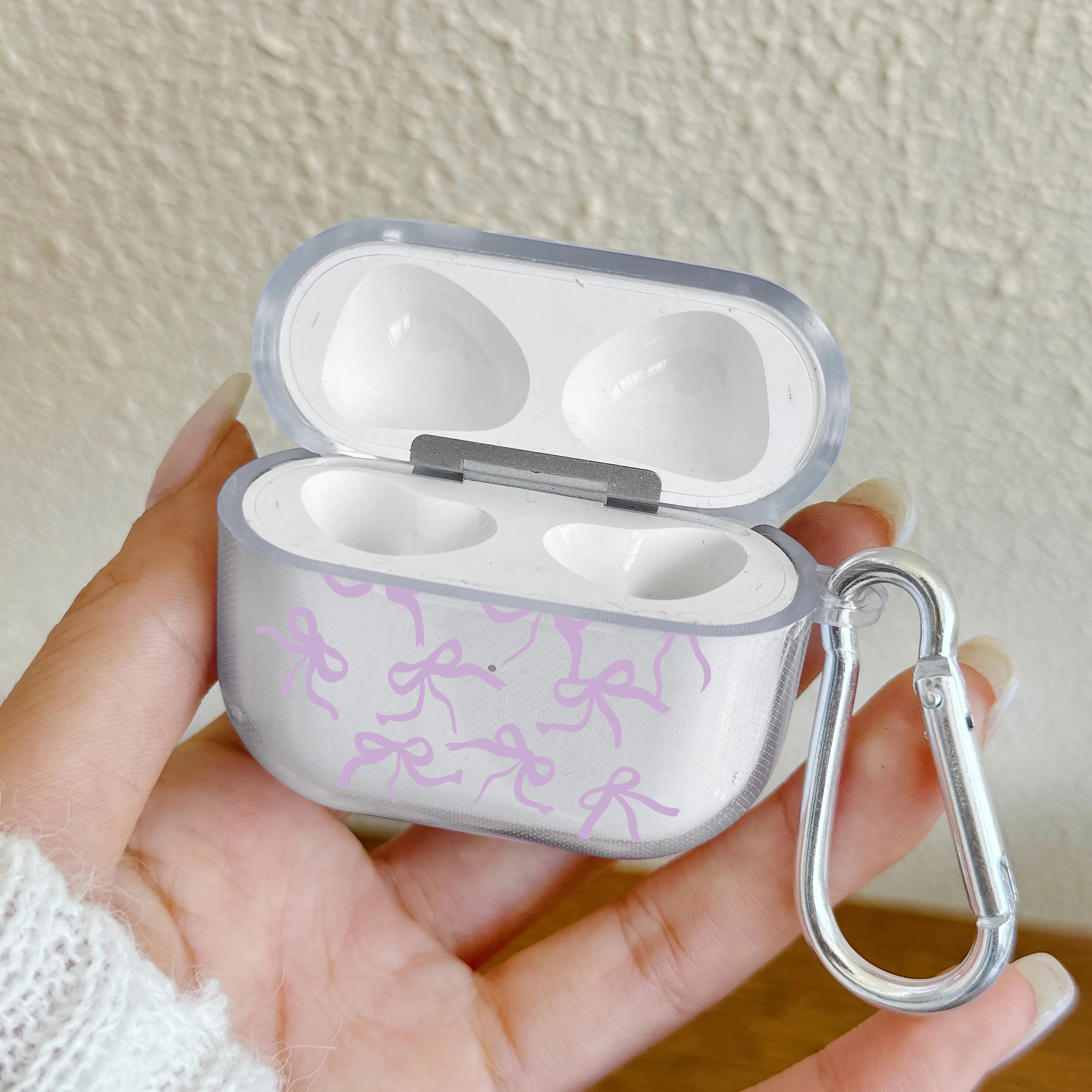 Pink Bow AirPods Protective Case with Keychain Accessory