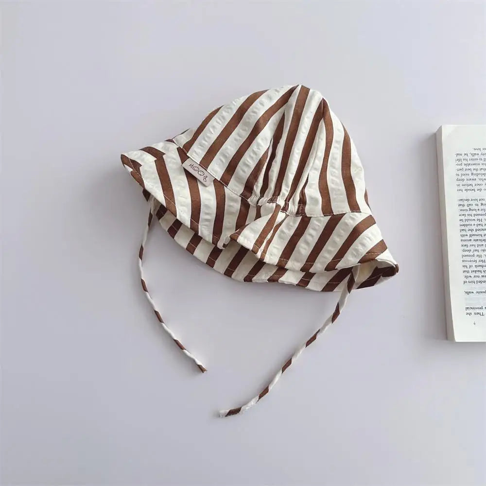 Kids Striped Fisherman Hat Casual Cotton Sun Hat for Boys & Girls
