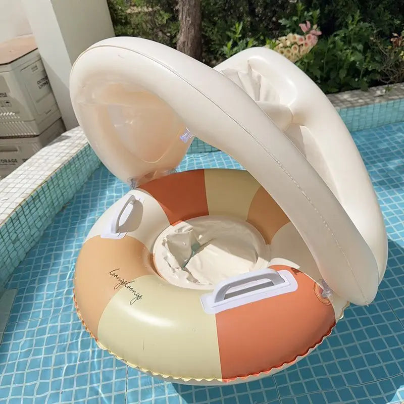 Baby Pool Float Ring with Sunshade Inflatable Swimming Float for 3–36 Months