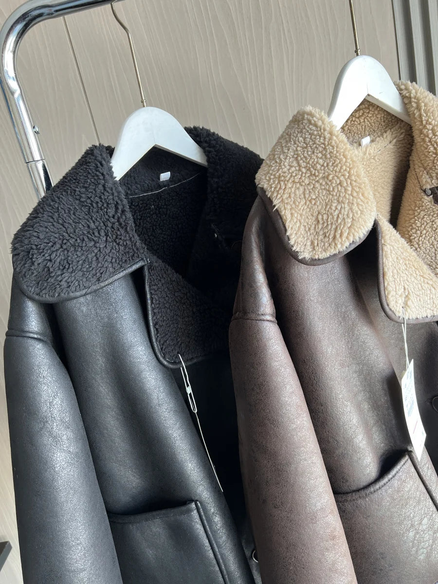 Oversized Double Sided Jacket for Women Warm Winter Coat