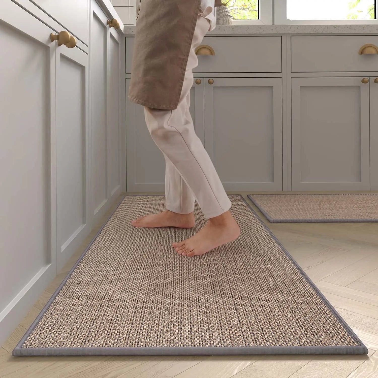 Washable Non Slip Kitchen Runner Faux Sisal Rug Rubber Back Mat
