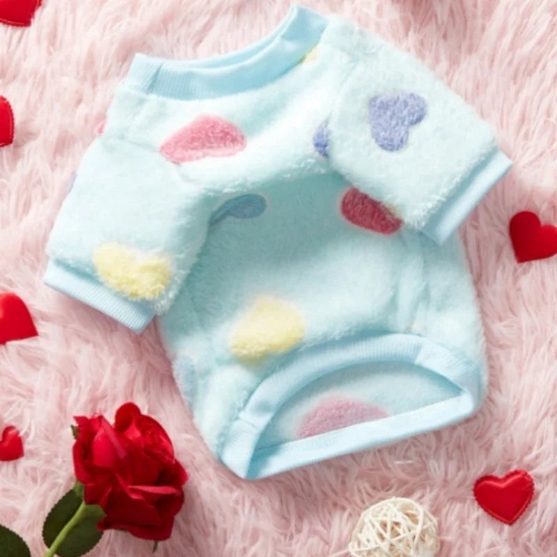 Heart Print Dog Vest Soft Flannel Puppy Coat for Small Dogs