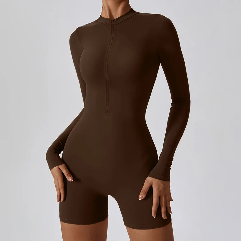 Women Long Sleeve Fitness Romper Jumpsuit