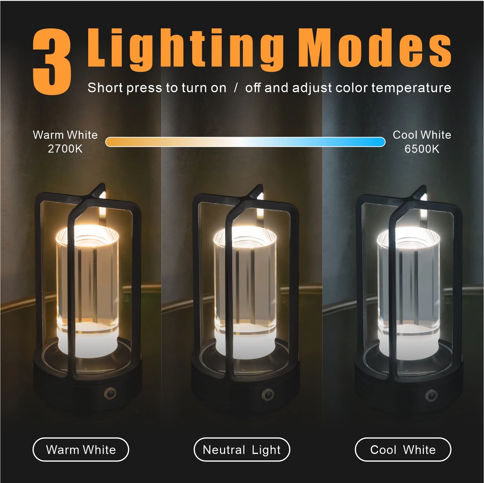Cordless LED Table Lamp Rechargeable Outdoor Camping Night Light