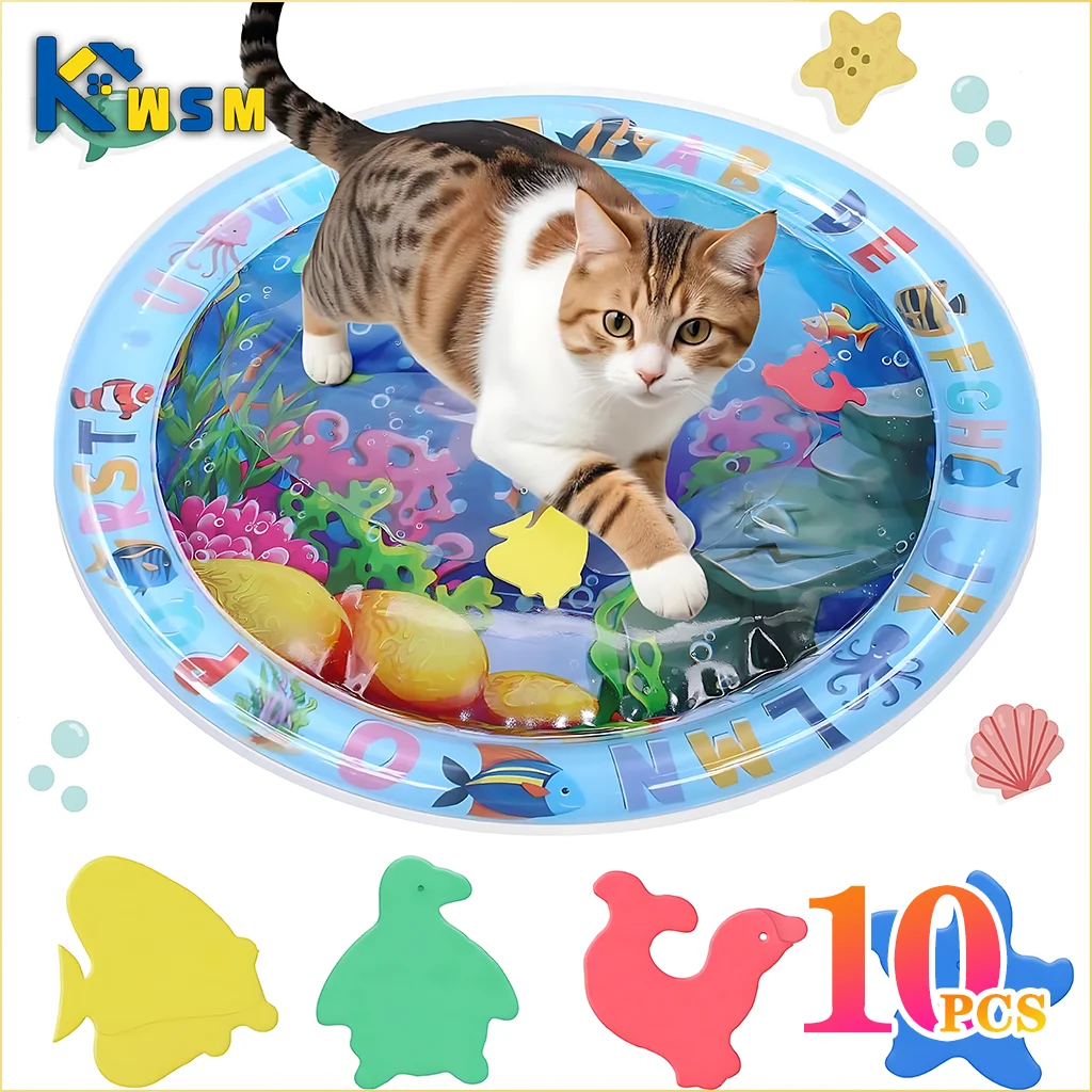 Cat Water Sensory Play Mat – Inflatable Fish Play Pad for Interactive Indoor Fun