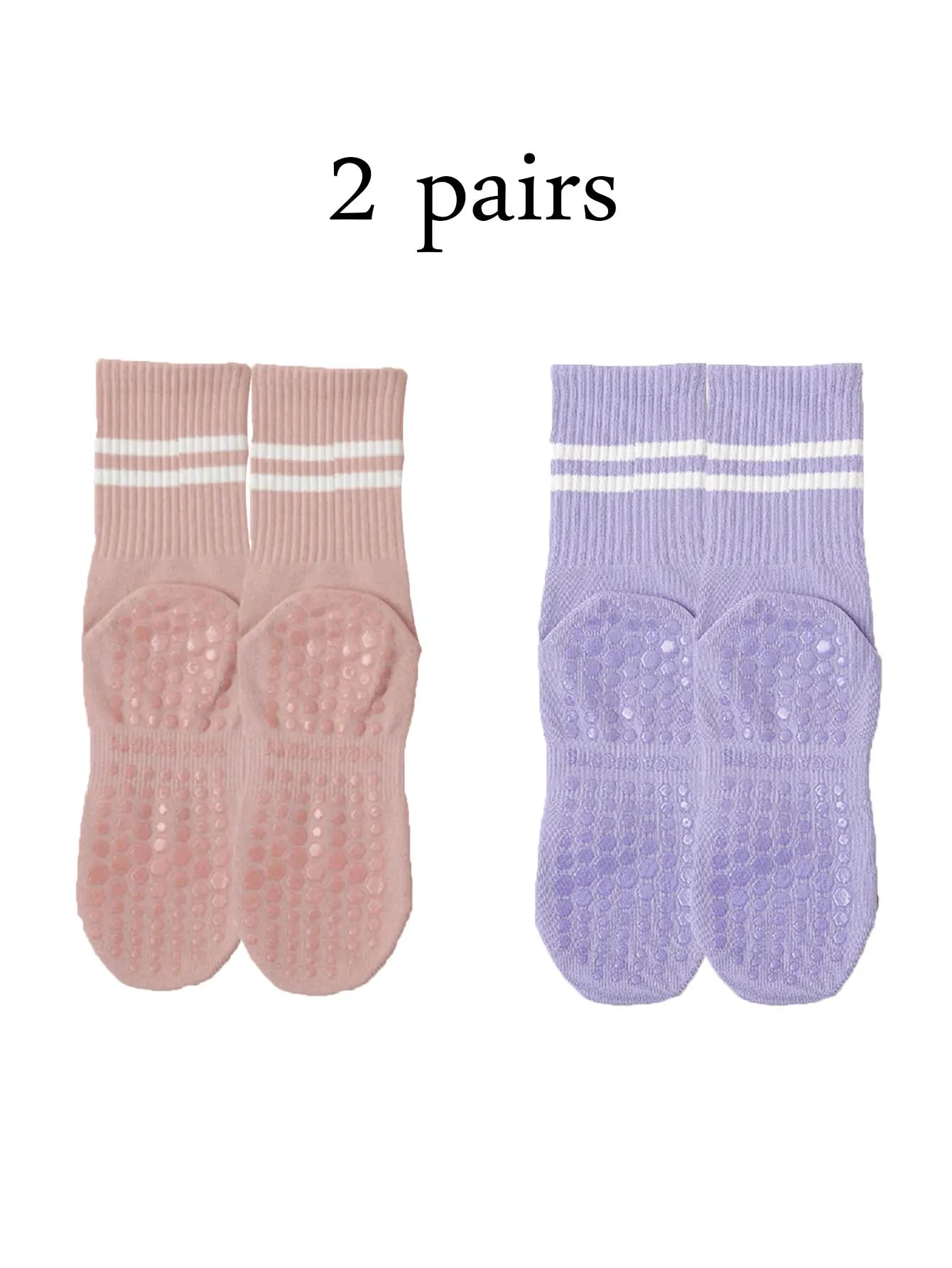 Women Pilates Yoga Grip Socks Non Slip Barre Socks 4 Pairs Set