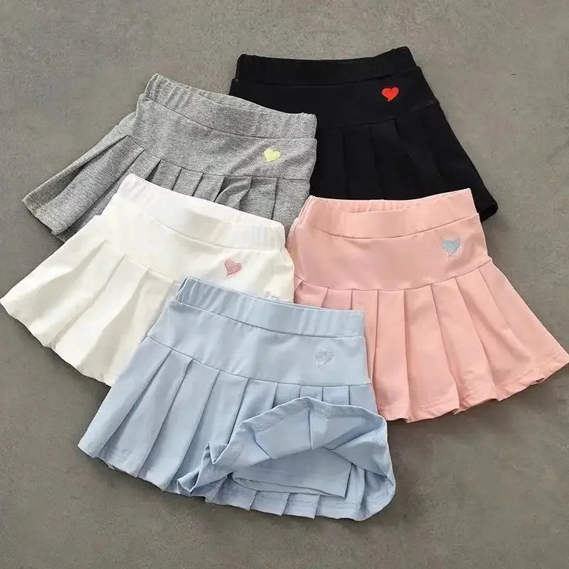 Girls Pleated Culotte Skirt with Safety Shorts