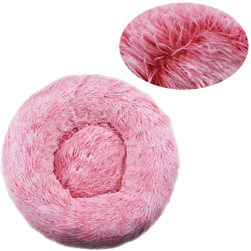 Round Plush Pet Bed Soft Warm Dog Cat Sleeping Bed Multiple Sizes