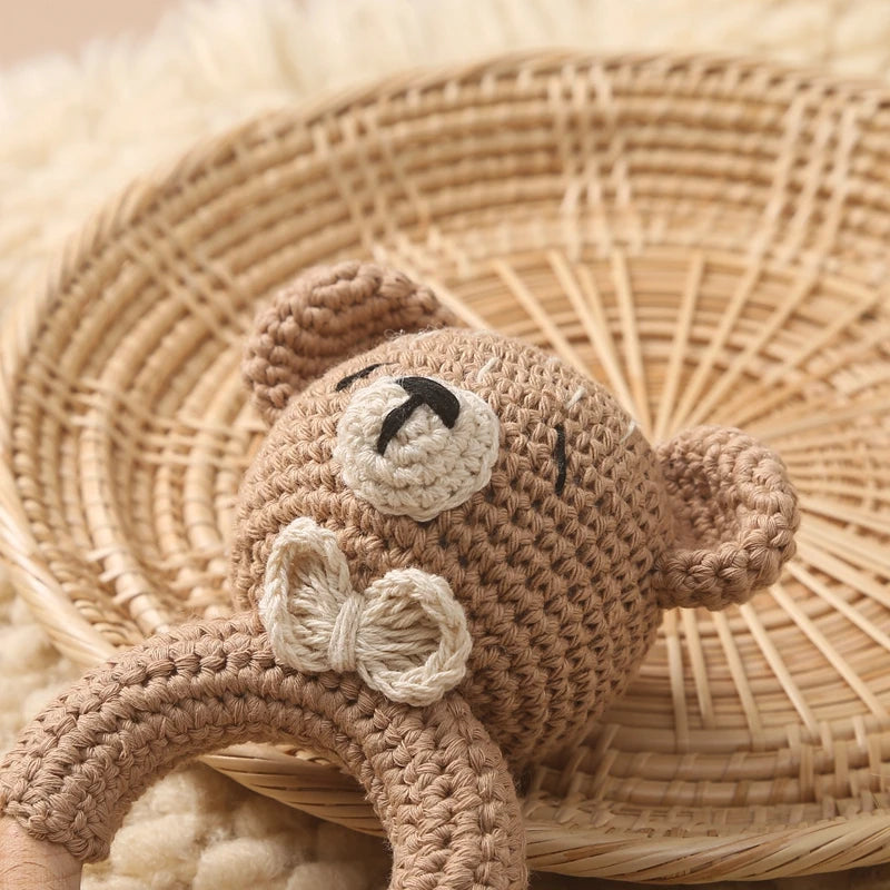 Crochet Bear Baby Rattle Teether Toy for 0 to 12 Months