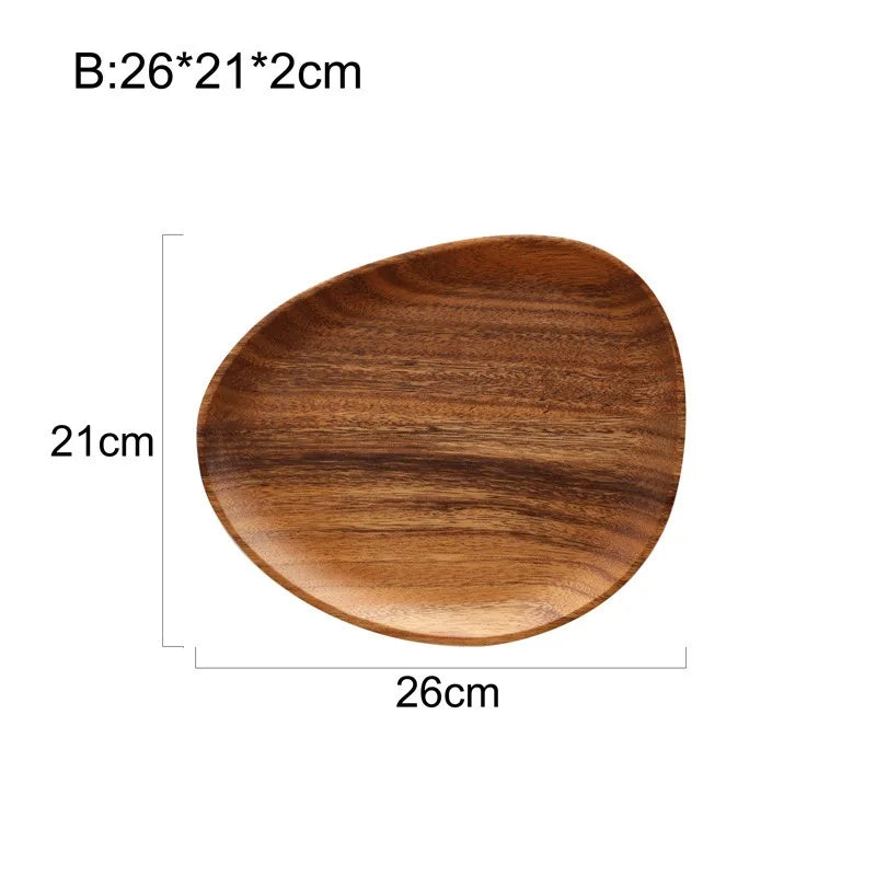 Wood Serving Tray Irregular Oval Plate Fruit Sushi Bread Dish Home Decor