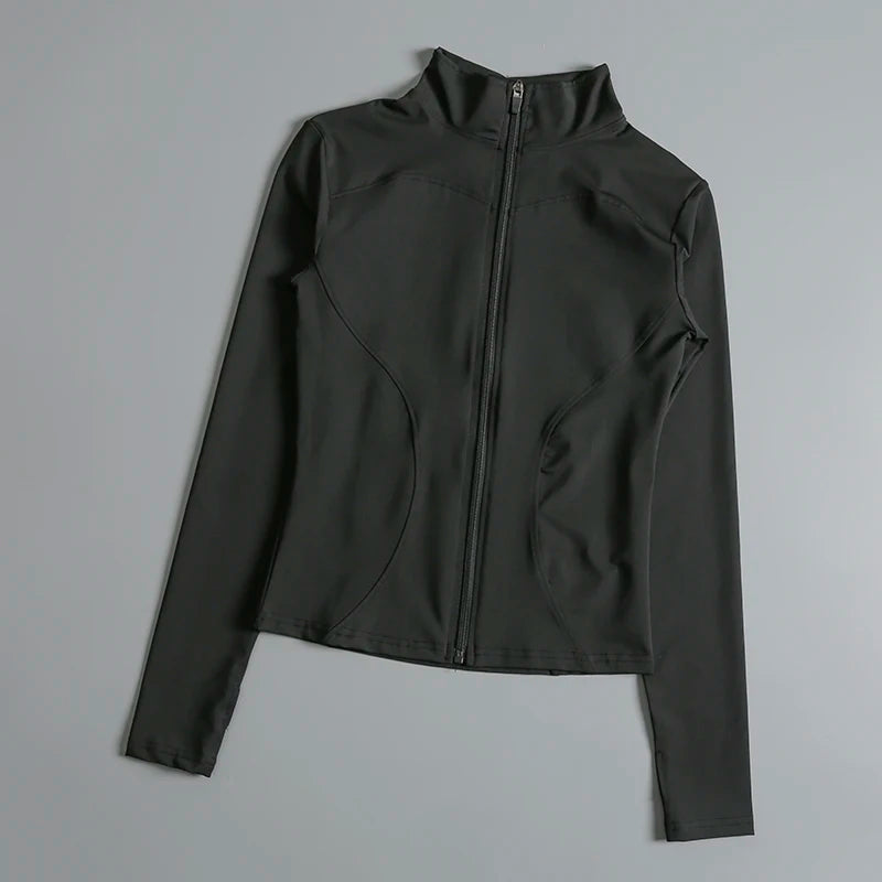 Women Zip Yoga Jacket Long Sleeve Fitness Gym Sports Top