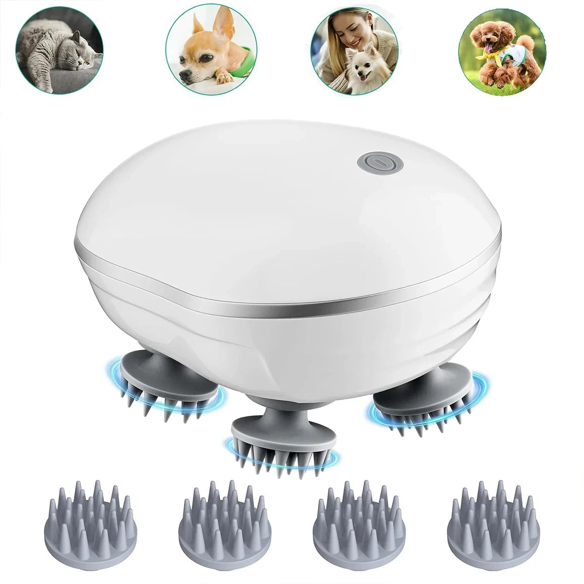 Electric Scalp Massager Adjustable Speed Red Light Hair Care Silicone Deep Massage Tool