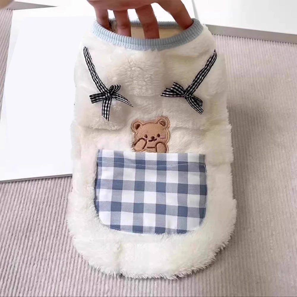 Cozy Plush Pet Vest Warm Fleece Dog Cat Sleeveless Coat Indoor Outdoor Wear