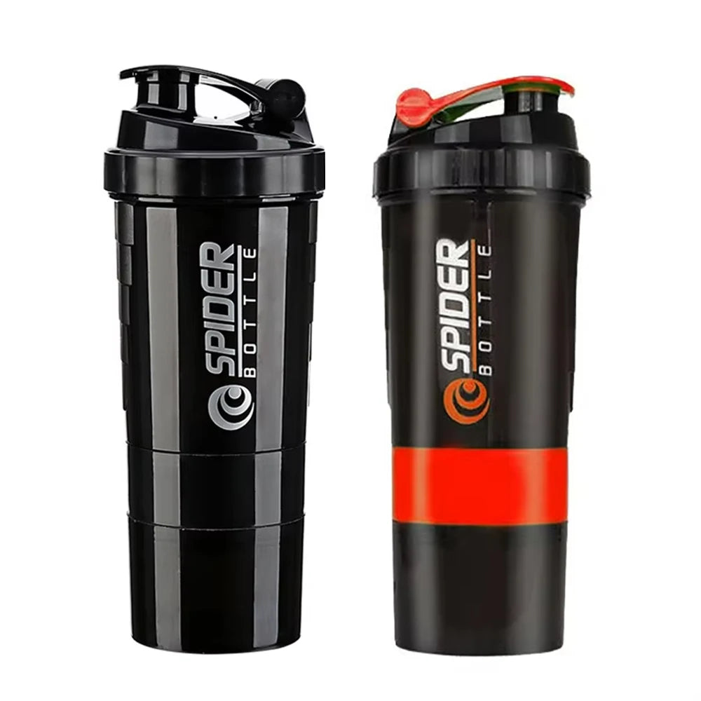 3 Layer Protein Shaker Bottle 600ml – Leakproof Gym Shaker Cup with Storage Compartments for Powder & Pills